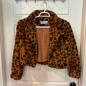 Chic Animal Print Faux Fur Coat